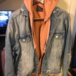 Zara denim jacket with hoodie